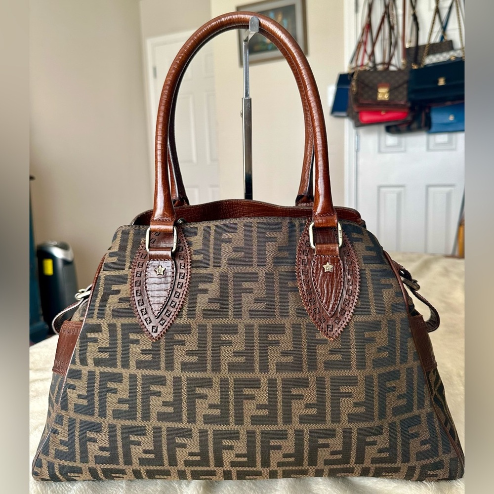 Fendi Zucca Brown Canvas Shoulder/Hand Bag - Picture 3 of 16